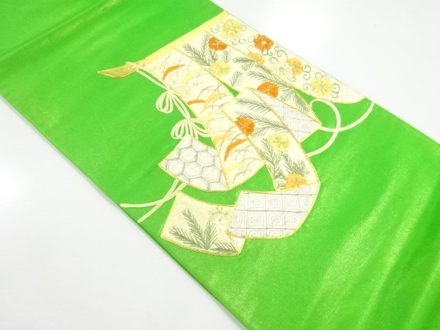JAPANESE KIMONO / ANTIQUE FUKURO OBI / SILK / EMBROIDERY / FLOWER